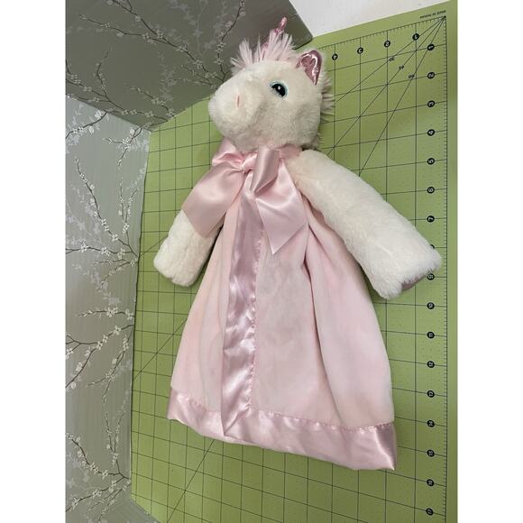 BEARINGTON BABY COLLECTION Plush Pink Unicorn Satan Back Security Blanket Lovey - Picture 2 of 11